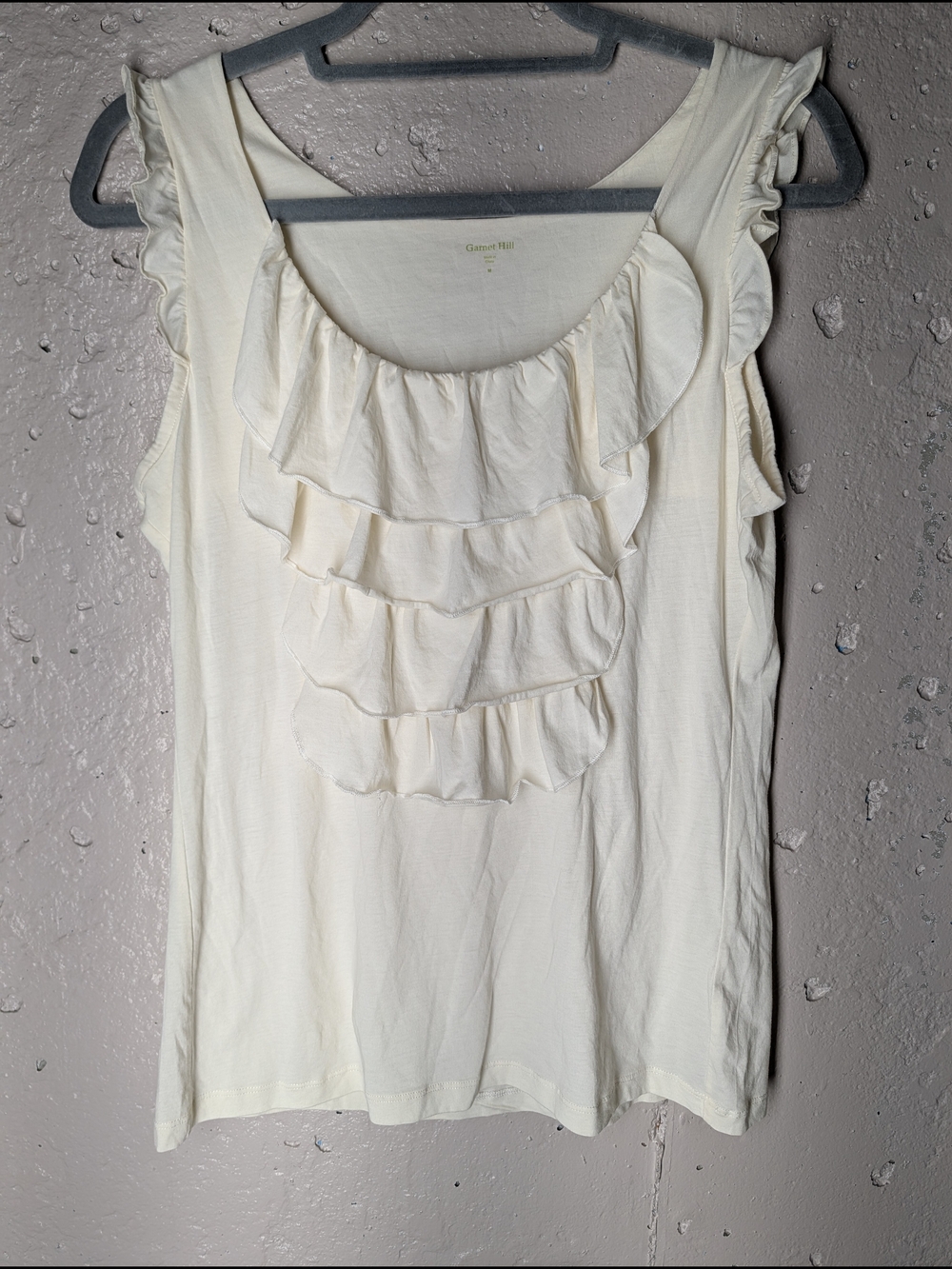 Garnet Hill Ivory 100% Cotton Ruffle Romantic Victorian Tank Top Size M - Picture 2 of 6
